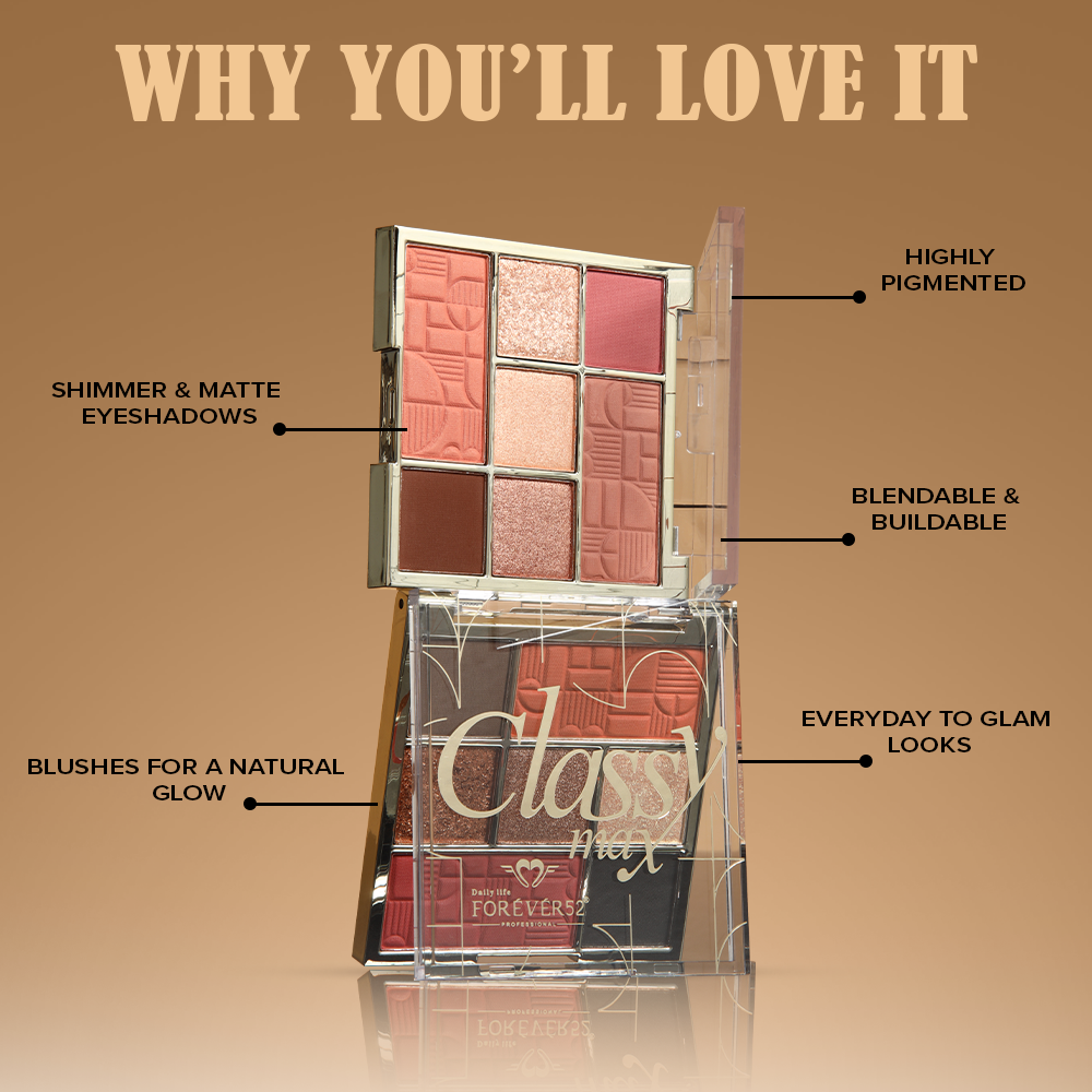 Classy Max 2 Color Blush + 5 Color Eyeshadow Palette